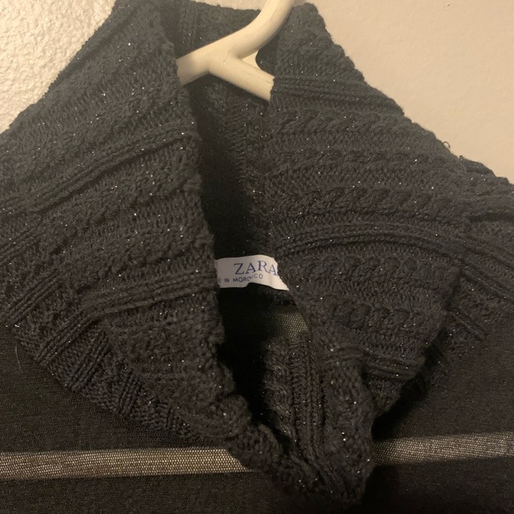 See-through black long-sleeve Zara shirt with sweater turtleneck material - Picture 4 of 7